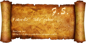 Fabró Sándor névjegykártya